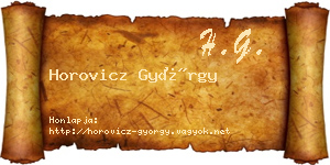 Horovicz György névjegykártya